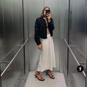 Zara Satin Effect Midi Skirt - Small